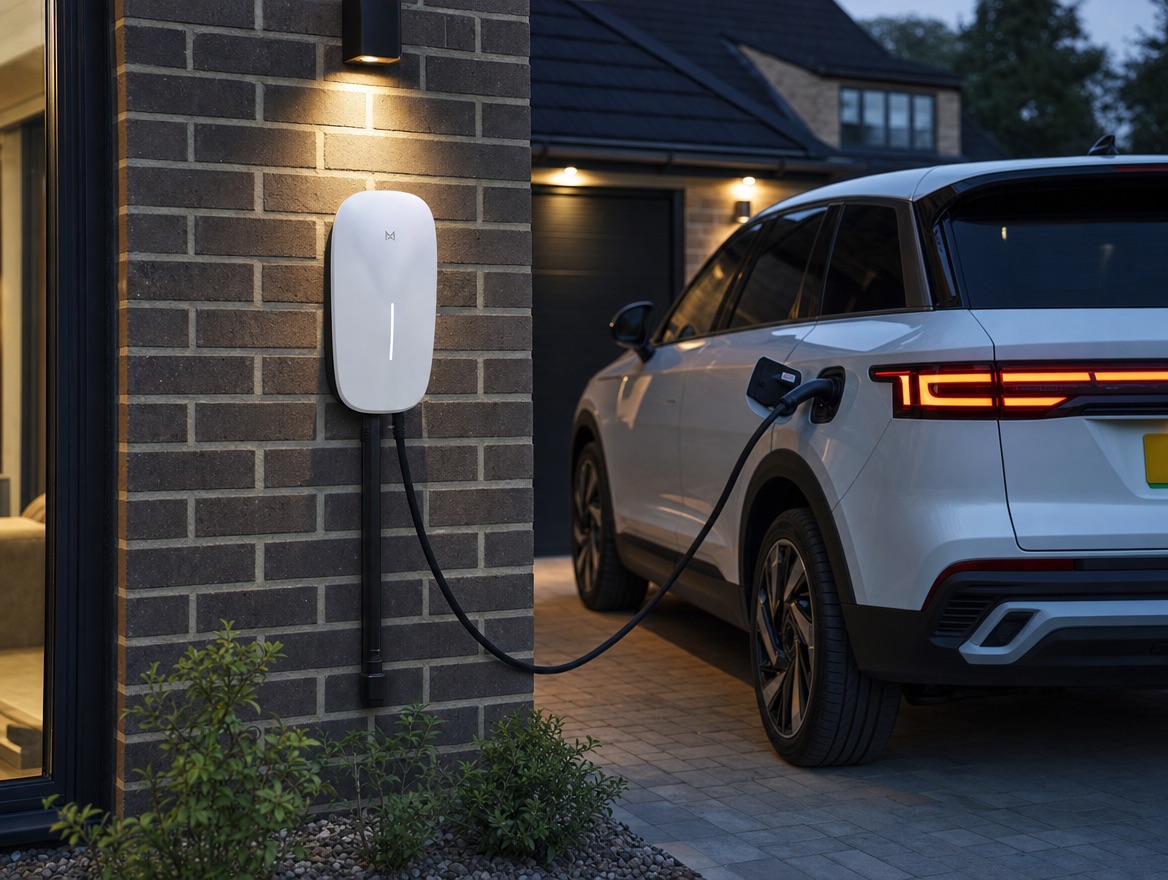 Home EV charge point installed on a UK driveway